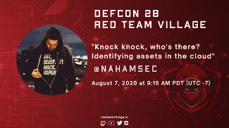 SecEvangelism's tweet photo. Don't miss @NaHamse &amp; #StaticFlow @VillageRedTeam talk Knock knock, who's there? Identifying assets in the cloud 7 August 0915 PST
Check out the schedule at: https://t.co/FScafR2zis 
#DEFCON #DEFCONSafemode https://t.co/E4Hiu6krqo