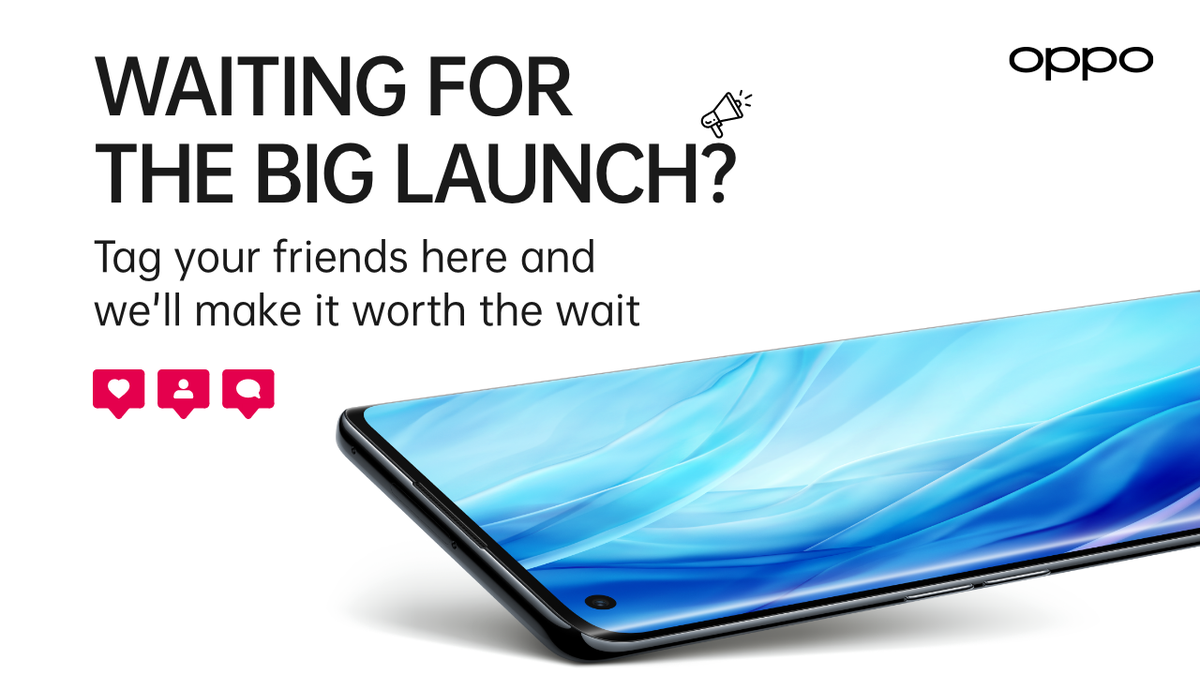 OPPOIndia's tweet photo. Let's make your wait for the #OPPOReno4Pro a little interesting! Retweet this post and tag your friends! Join us for the big launch tomorrow with your friends &amp; you could be the lucky winner! What are you waiting for? Get. Set. Tag. #SenseTheInfinite https://t.co/gmyciA86Y8