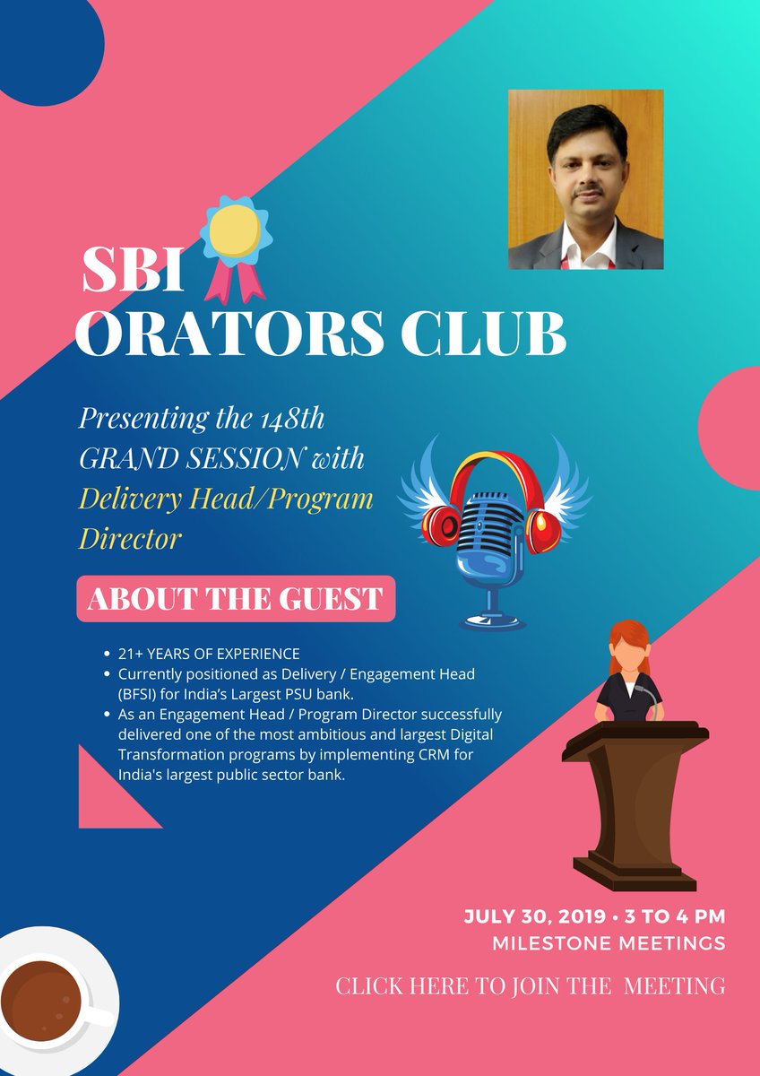 Dharmendran24's tweet photo. SBI ORATORS CLUB - 148th Milestone Session had all the makings of a BLOCKBUSTER evening🔥Session with Delivery head ANJANI KUMAR had so much takeaways .Thanks to @PrasannaVr for getting him onboard to our Orators family #Distantbutconnected #lovetobetechm @YogeshsHR @chandkarthi https://t.co/jy7ioOdlM2