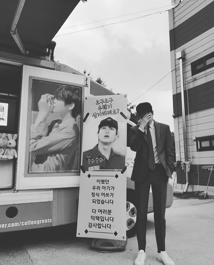 Taehyung sending food trucks to Seojoon and Park Hyungsik during their filming. the way he loves and supports his friends is the absolute sweetest thing