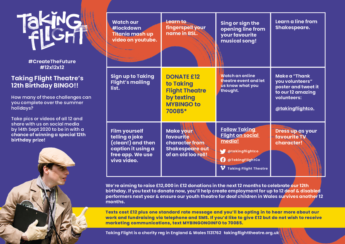 Here at Taking Flight Theatre we have some big goals. We want to smash down the barriers to participating in theatre for Deaf and disabled people – both audiences and artists alike. To achieve something as big as this, we need help. Your help. 1/3