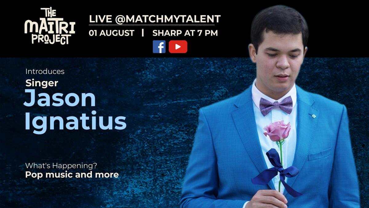 MatchMyTalent's tweet photo. Catch Jason Ignatius live on #TheMaitriProject on #Saturday, August 1 on our #Facebooklive and #YoutubeLive as he performs his songs and tells us more about his life and albums.
#MatchMyTalent #JasonIgnatius #popmusic #popartist #popmusician #TaylorSwift #Maroon5 #KatyPerry https://t.co/NgF1FniBUs