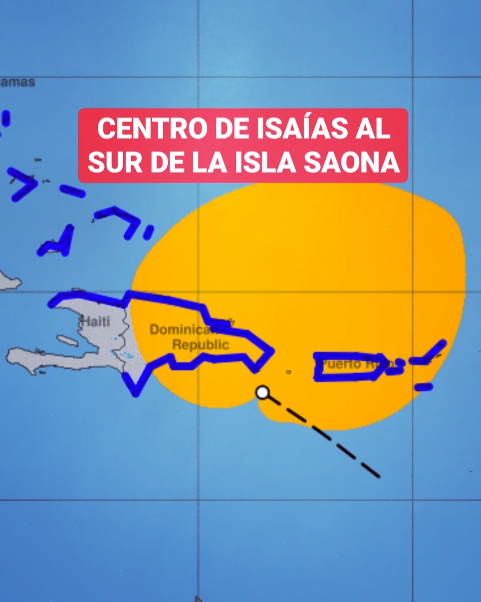 JeanSuriel's tweet photo. 🔴🔴ATENCIÓN🔴🔴
Sigue avanzando hacia República Dominicana el centro de la Tormenta Tropical Isaías: ya está ubicado al sur de la Isla Saona con trayectoria hacia el noroeste a 31 km/h.

Sigue ⬇️ https://t.co/MZgD3yJyu3