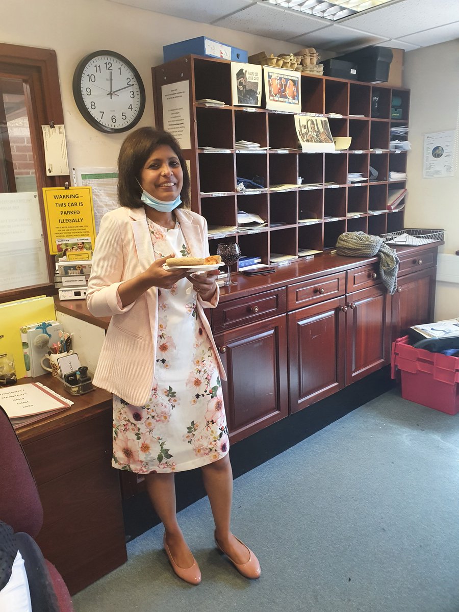 CmhtWest's tweet photo. Today we are saying goodbye to our lovely consultant Dr Swamy who is moving to pastures new after 6 years with the team. All the best in your new role Supriya, we'll miss you! 😃🥳 
#NHS #LPT #sociallydistancedcelebrations https://t.co/R0vXjpS8Ny