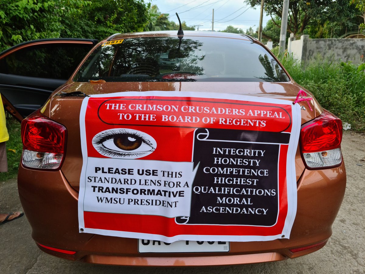 joaquiincarlos's tweet photo. Accordingly, a candidate for the presidency at WMSU who was accused of stealing intellectual property got mad when she saw this parked at WMSU.
It calls for honesty and integrity, it doesn't say anything bad, it doesn't mention any name/s, why would you get mad? #ReallyQueen https://t.co/Nzw2zM8HxC