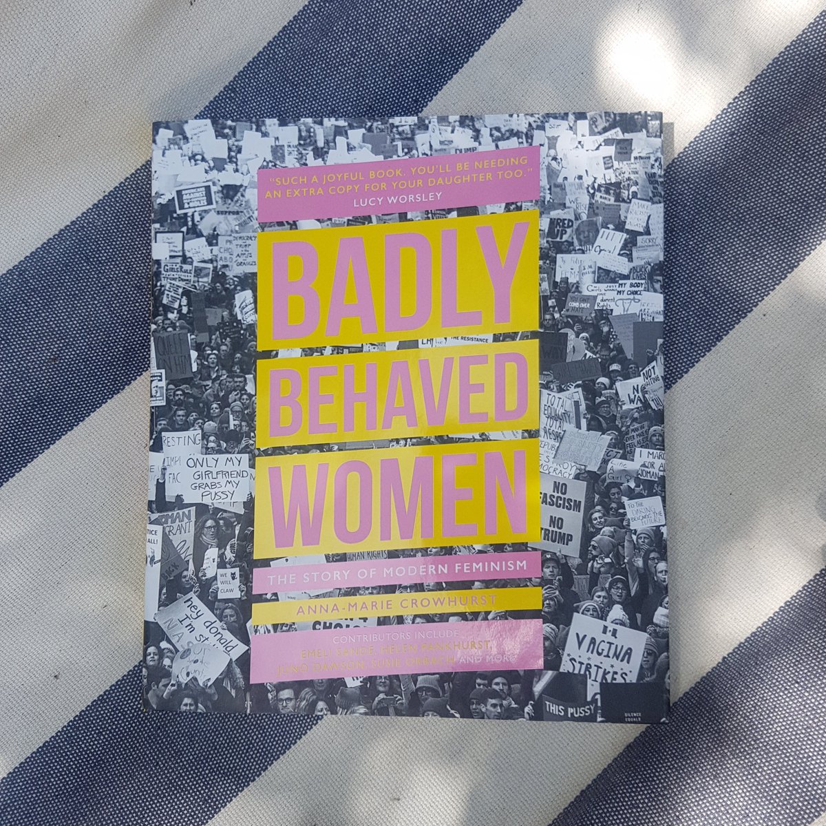 Hail! It's just a week til  #BadlyBehavedWomen is published! So starting today I'm counting down by tweeting a new amazing, inspiring feminist featured in the book every day, until I run out. (Pictured: the book itself enjoying the weather by reclining on the hammock)