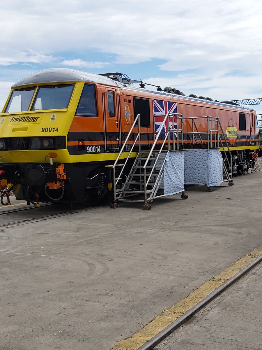 Our freshly painted electric loco 90014 eagerly awaits its name plaque unveiling! All will be revealed soon!