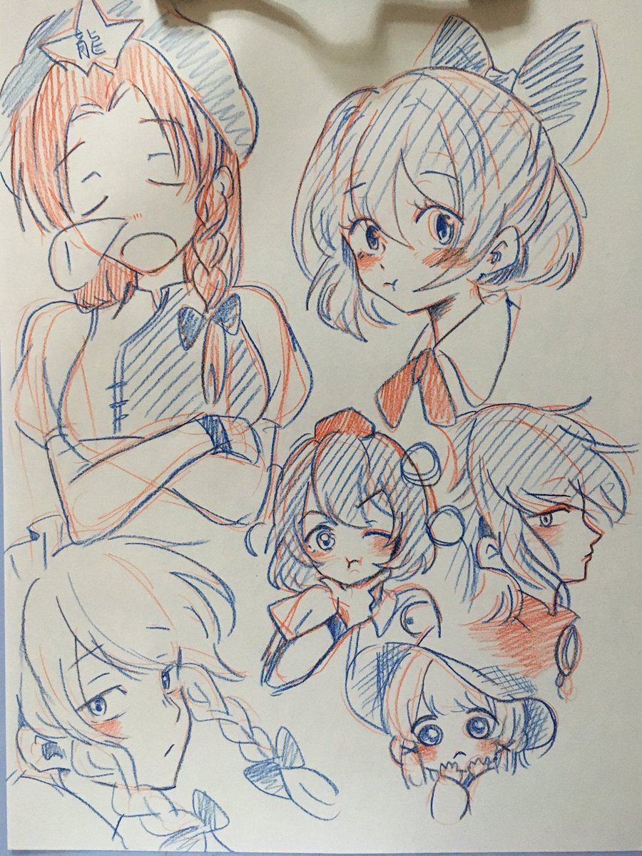 コピック野郎 赤青鉛筆で描いてみました ええ感じの絵が描けたような気になれました