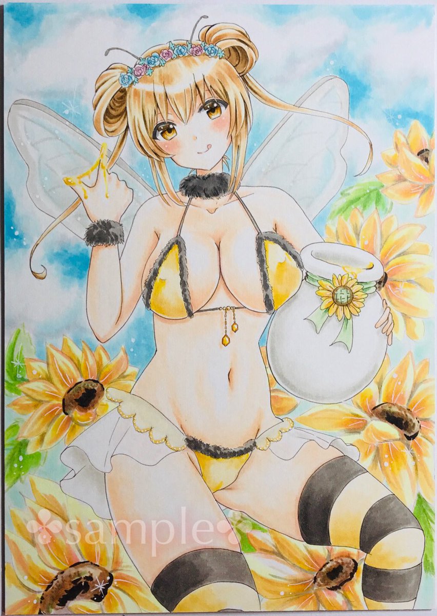 Reesa ミツバチちゃん ﾟ 手描きイラスト アナログ絵 イラスト王国 ミツバチ 擬人化 アナログ絵描きさんと繋がりたい