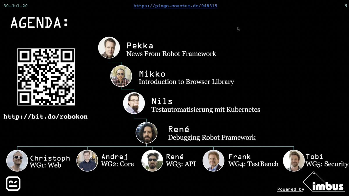 SimonMeggle's tweet photo. The 1st german @robotframework conference #RoboKon has just started! I am very excited and curious about all the interesting topics on the agenda. Thanks to @imbus_AG ! https://t.co/hqAGvyXCG0