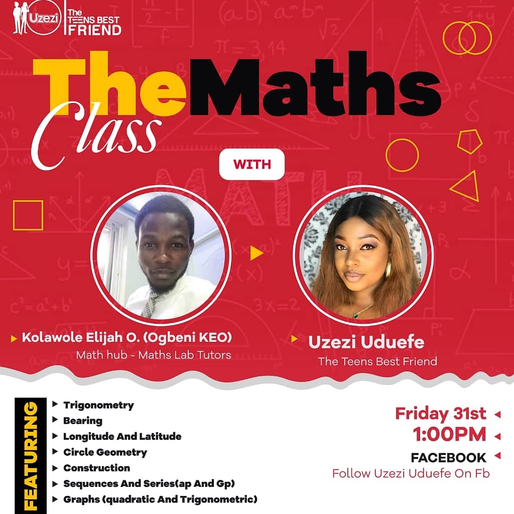ogbenikeo's tweet photo. Dear teenager/WAEC student, @teenbestfriend_ has graciously given @elijahkeo the platform to help you understand Mathematics better. Let's learn together on Facebook live tomorrow by 1pm.
#explore
#Mathematics
#Ogbenikeo
#teensbestfriend
#Nigeria
#isolve
#Mathematician https://t.co/tMn3BDMc6E