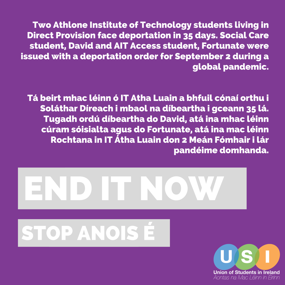 amle_ie's tweet photo. ❗️END INHUMANE DIRECT PROVISION NOW❗️
Read our statement and sign the petition here ➡️ https://t.co/keqoRki9fp
#EndDirectProvision #EndDP #StopStudentDeportations https://t.co/AKWmKVWHCd
