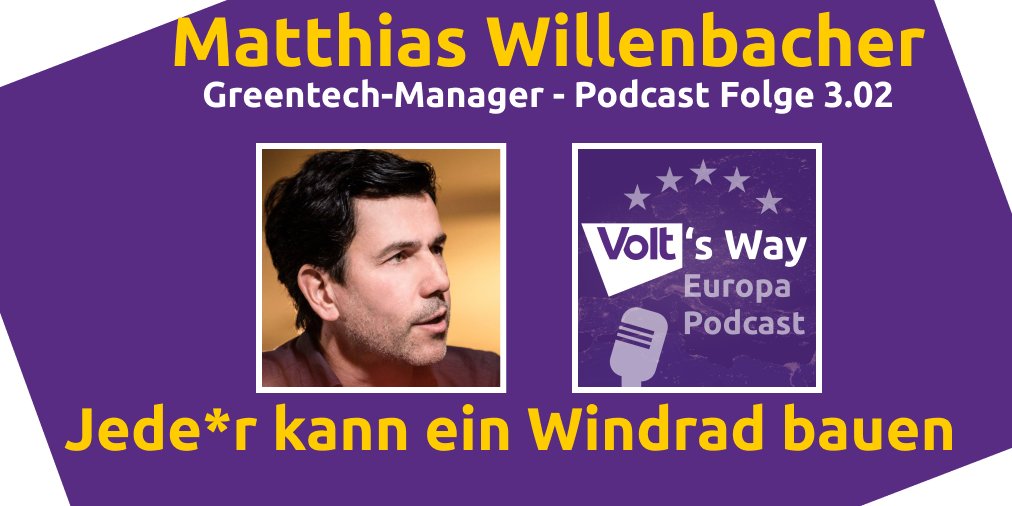 VoltDeutschland's tweet photo. “Die Energiewende ist einfach und möglich” so @m_willenbacher im aktuellen Podcast von Volt’s Way - Unser 🇪🇺-Podcast.

Er erklärt, warum das Ziel 100% erneuerbare Energie in 🇩🇪 längst umsetzbar wäre. 

#VoteVolt #JoinTheChange

https://t.co/Jj7bKlwvwE 
https://t.co/jA91F4Tg3B https://t.co/Y2cKbrn7PF