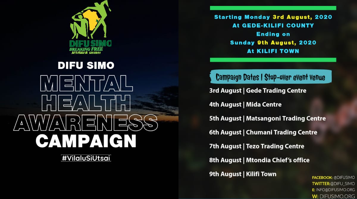 CollinsChitayi's tweet photo. @Difu_Simo is doing its first Mental health campaign the first week of August, we would like to call more people onboard. Let's interact where possible.
#VilaluSiUtsai https://t.co/Ce1vLvVBqz