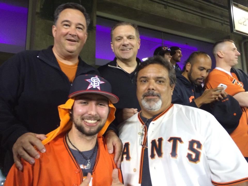 Rayce1633's tweet photo. @AmyGGiants this picture is me, my dad, my uncle, and close family friend. It was taken on my birthday right after Mike Morse hit the tying homer in game 5 of the 2014 NCLS and moments before Ishikawa famously walked off to send us to the WS. Best birthday ever. #SFGMemories https://t.co/qEGVbnjOGo