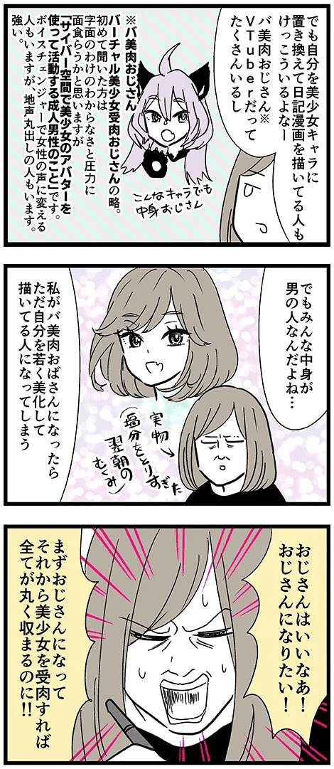 自分の顔ばっかり描いて辛くなる？バ美肉おばさんになりたい女性www