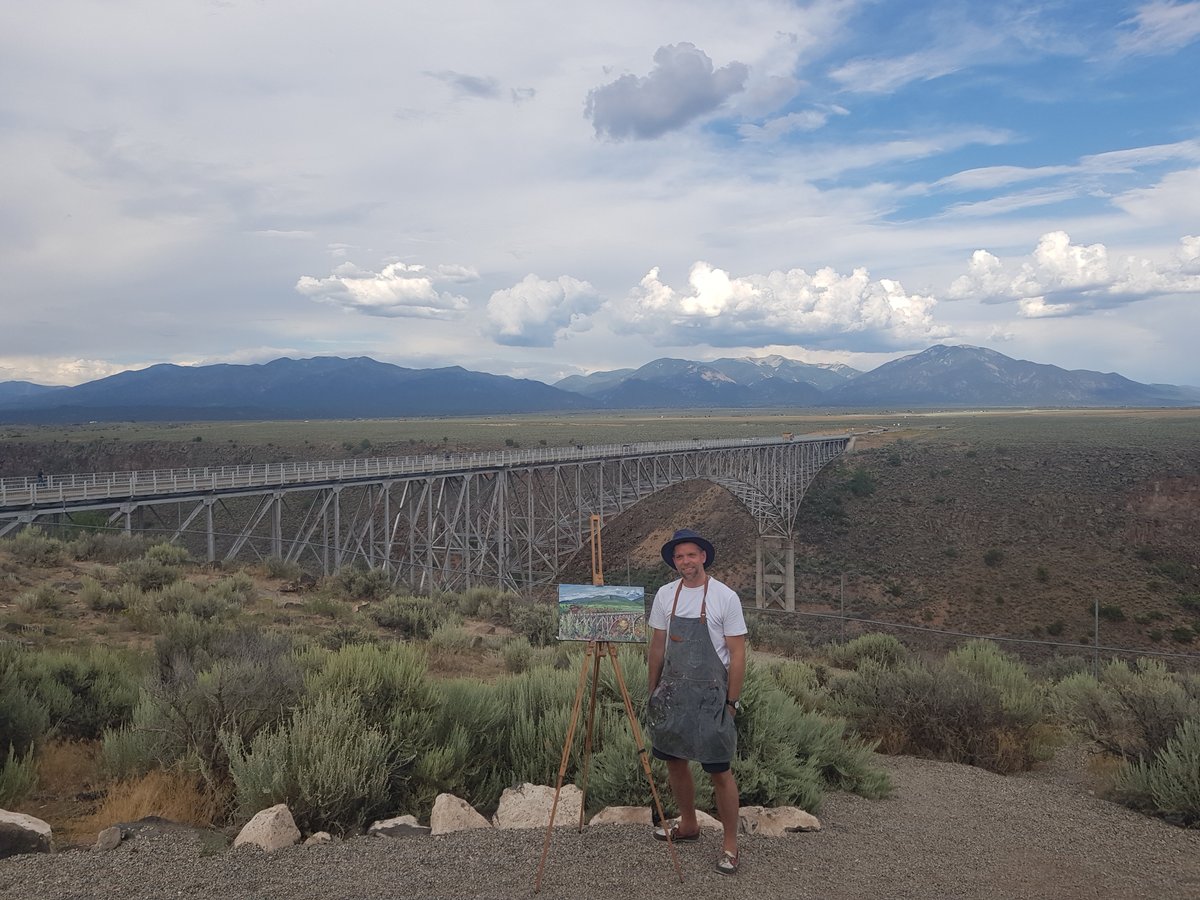 19/07/30The bridge is the 10th highest in the US and appears in the film Natural Born Killers. Grande runs 1896 miles. Colorado - Gulf of Mexico. I remember the vivid colours and constant changing of the cloud formations and light.  @505Nomad #MLB  #DiamondsOnCanvas  #AndyBrown