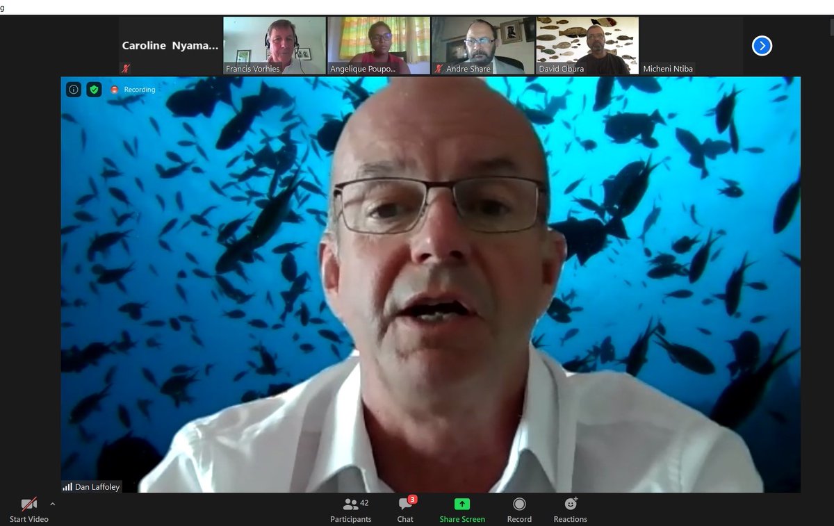 IucnE's tweet photo. "A Blue Economy is not possible without a healthy ocean. #SDGs provide the core of what we need to address sustainability, inclusivity and resilience for our oceans," Representatives from South Africa, Kenya, Seychelles, IUCN-WCPA speaking at #Blueeconomy webinar on 30 July 2020 https://t.co/oETWSkO4z1