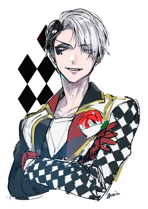 クル先生がハーツ寮のOBかもしれないっていうらくがき
♠︎と♣︎どっちにするか迷ったけど赤くても良かったかもしれない(優柔不断) 