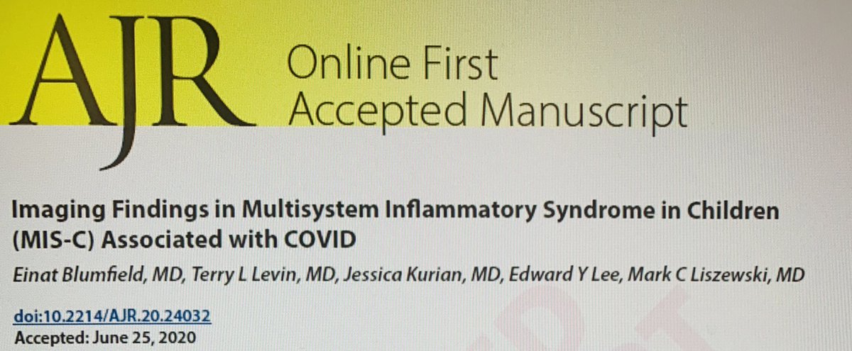 JudyYeeMD's tweet photo. Imaging findings in setting of #COVID19 can alert you to Multisystem Inflammatory Syndrome in Children prior to rapid deterioration. Research published @AJR_Radiology @MontefioreRAD @EinsteinMed @MontefioreNYC @EBlumfieldMD @LiszewskiMark https://t.co/bRPobwpgmf