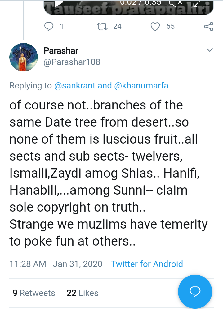 This Shia Sulla regularly spews venom against Sangh and retweets tweets of Govardhan Math and other 'pro-Hindu' stuff as part of his Taqqiyya but actually himself didn't convert to Hinduism, let alone Hindutva. For him, Bhagwan Ram is false but Sullas like him can feign Hindu