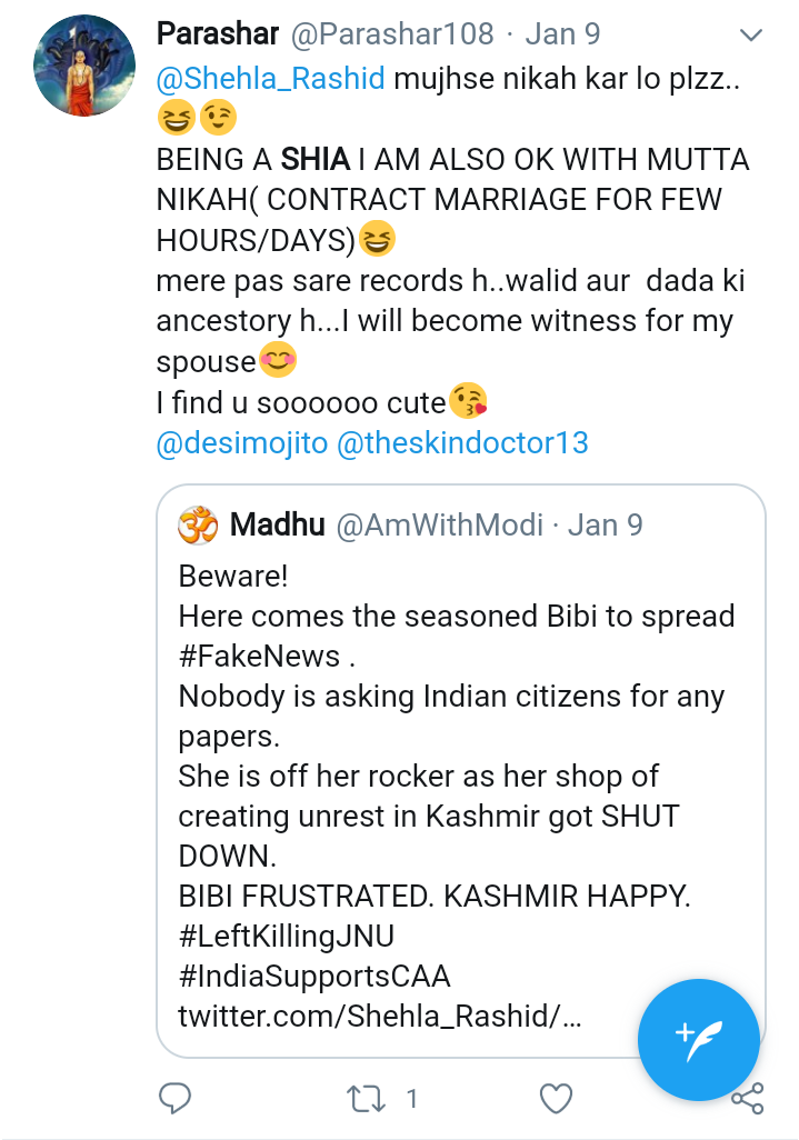 On one hand, this Ismaili Shia Muslim feels ashamed of his "Muslim origin" but also shows his horny character through his tweets. It is important for tweeples to remain beware of such creeps who abuse RSS-BJP for their own vile agendas. 