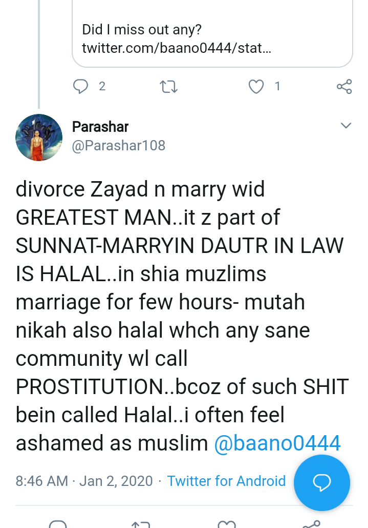 On one hand, this Ismaili Shia Muslim feels ashamed of his "Muslim origin" but also shows his horny character through his tweets. It is important for tweeples to remain beware of such creeps who abuse RSS-BJP for their own vile agendas. 