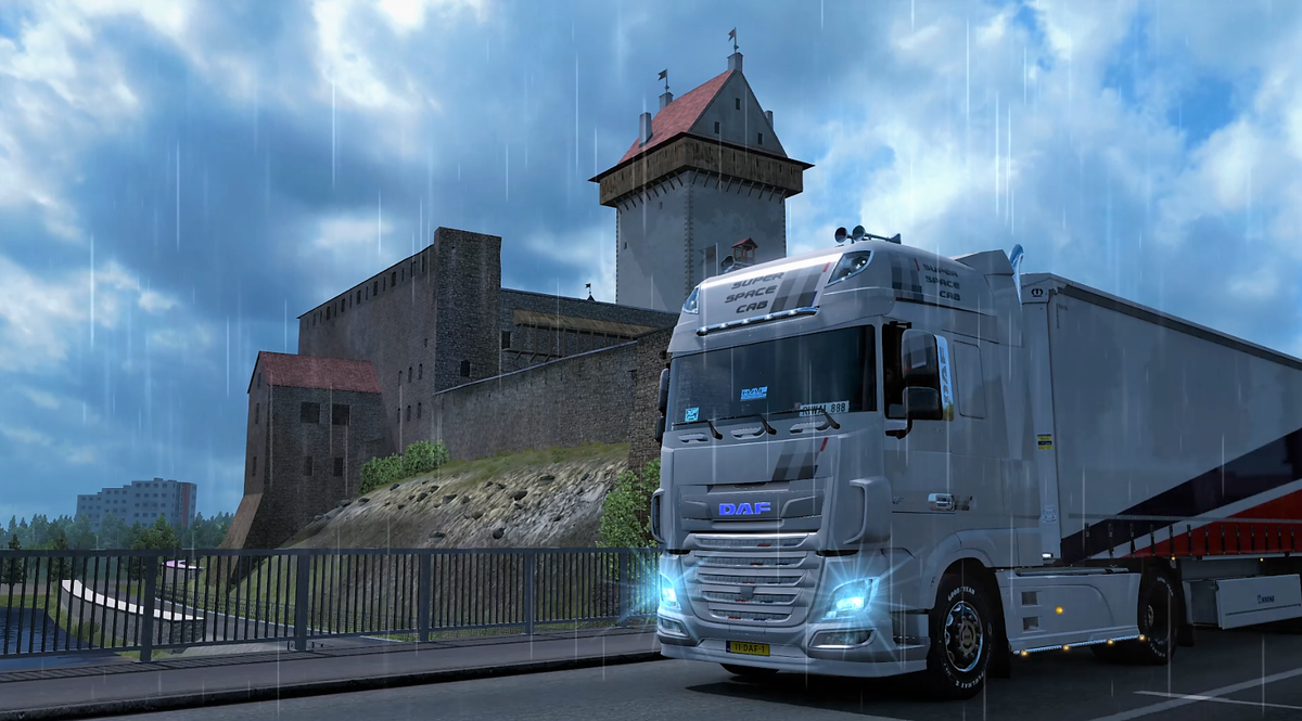 TIR_Riwal888's tweet image. King 👑 of the Castle 🏰: My beautiful #truck 🚛 #DAFXF in the #DAFUnityEdition paint job near #Narva #Castle in #Estonia 🇪🇪 #ETS2 🇪🇺