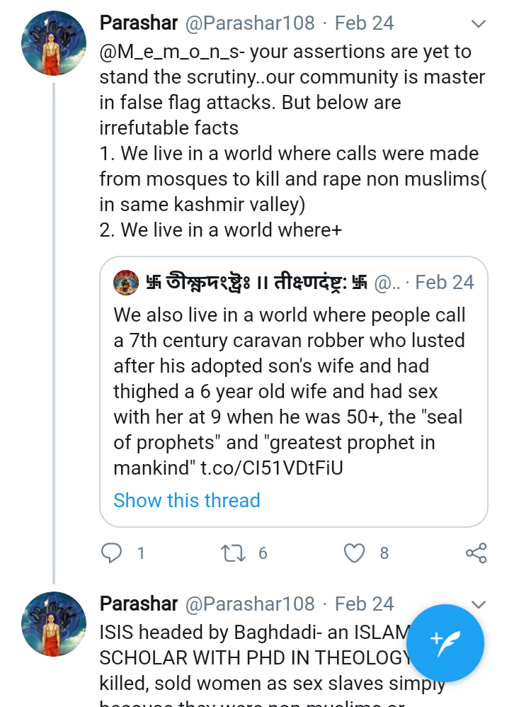 While searching about these casteist bigots, I checked one of such accounts and look what I found. This guy is a Shia Muslim but pretends to be Kattar Hindu to fool tweeples over ranting against BJP-RSS.Tweeples can just type "Parashar108 shia" in search & enjoy such tweets  https://twitter.com/tanmayj41128048/status/1288738243882565633