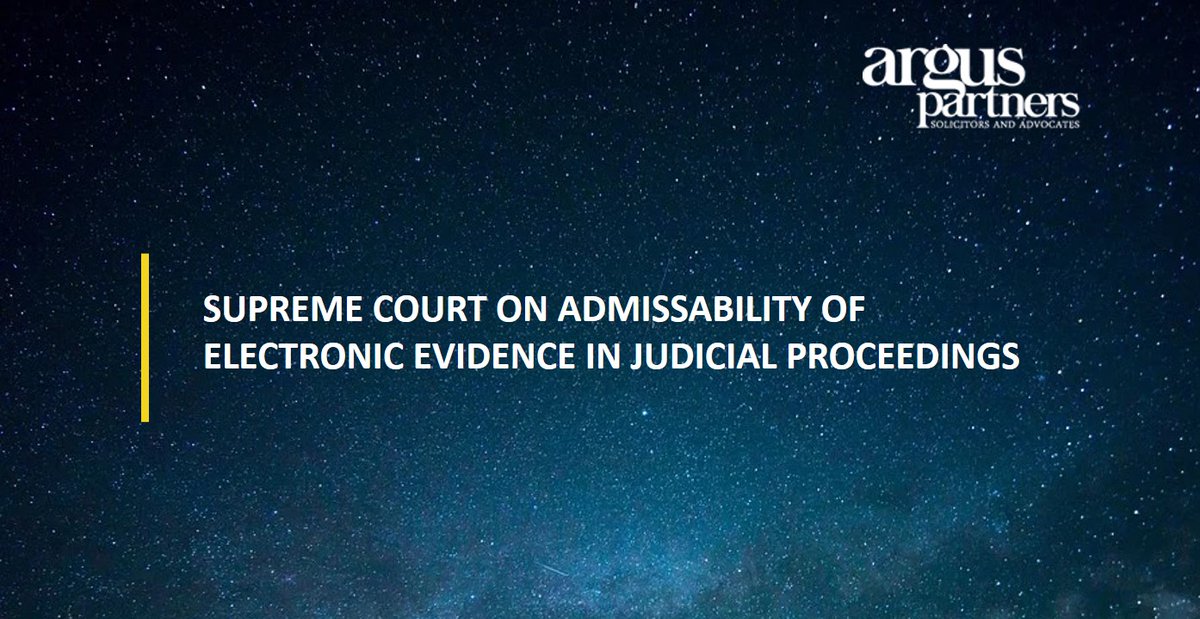 Argus_Partners's tweet image. Quick Update: SC holds that #certificate under #Section65B(4) of the Evidence Act is a condition precedent to the admissibility of evidence by way of electronic record.

argus-p.com/updates/update…

#digitalevidence

Contributed by Shahen Pradhan, Partner and Juhi Roy, Associate.