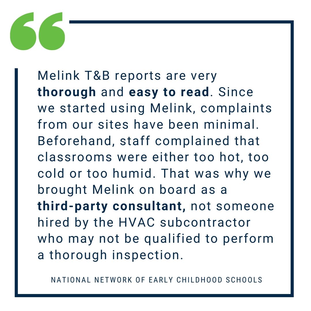 MelinkCorp's tweet photo. Are you concerned about #HVAC or #IAQ issues when school returns? Melink T&amp;B is a qualified, NEBB-certified, 3rd party consultant that can help troubleshoot system problems. Learn more: https://t.co/Dk8U0tWGaZ

#NEBB #indoorairquality #testandbalance #TAB #coronavirus #COVID19 https://t.co/ksJtiEHqDC