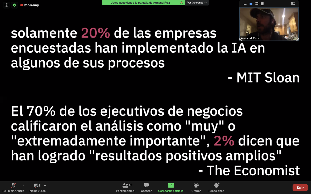 dahiarc's tweet photo. Ahora en vivo 
Sumate en vivo al #Desafioai organizado por @CIE_ORT @IBMUruguay y @Thales_Lab, ahora desde California Armand Ruiz de @IBM 
¡Los mejores speakers del tema! Regístrate sin costo en https://t.co/qlQfxX7e00 https://t.co/28c8qq3KlS