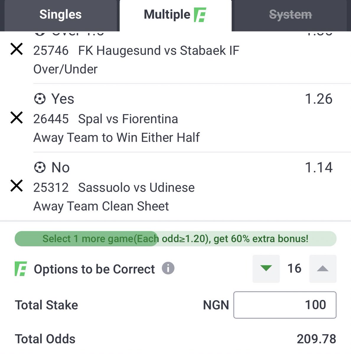 SIREGREENN's tweet photo. 200 odds longshot 
Sportybet code👉 BCERVTB
Stake responsibly🙏...@TheLockTips @LifeOfAdunni @2To3Odds @FATHYBETTIPS @oddschaser @woozzaabets @MisturBets @cornerbettips @FarindokiBetTip @betsniper2 @Mrbankstips @SakasticBet https://t.co/o2NfMKc0C9