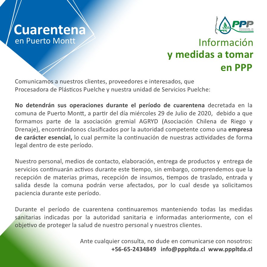 PPuelche's tweet photo. #comunicadoppp
#pppltda 
#cuaretenappp
#puertomonttencuarentena 
#puertomonttchile
#ppppuertomontt 
#pppriobueno 
#pppfamily 
#noscuidamosentretodos 
#pppenpandemia
#pandemia 
#covid19 https://t.co/beTA2yKZ6T