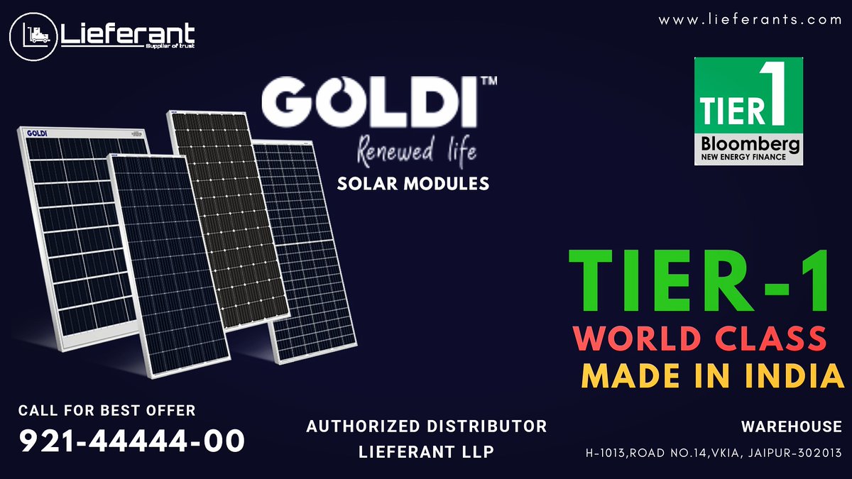 Lieferants's tweet photo. Buy Tier-1, World Class, Made in INDIA SOLAR PV MODULES for your next projects. Call Now:- 921-44444-00.
#lieferants, #supplieroftrust, #goldisolar, #goldi, #solarpvmodules, #tier1 https://t.co/DMBxy79AVm