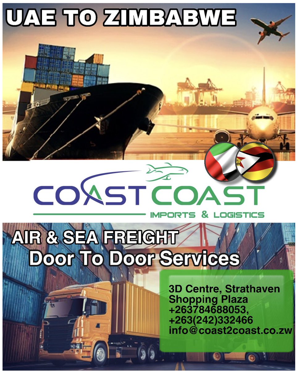 coast2coastzim's tweet photo. Now Introducing our UAE ๐ฆ๐ช ~ ZIMBABWE ๐ฟ๐ผ FREIGHT SERVICES. Dont be left out. Ship from the UAE with US. Send Electricals, Hardware, clothing through Coast To Coast. Tel A frend about us!
+263784688053
+263(242)332466
#SaveOnCosts
#deliveringwithasmile https://t.co/DKvxjr7S9M