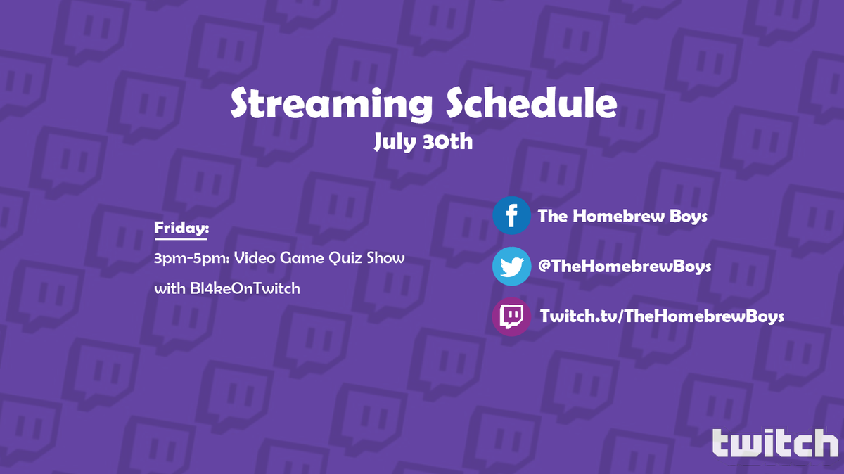 TheHomebrewBoys's tweet photo. It's Twitch Schedule Time! We are streaming tomorrow with @BlakeonTwitr and this time we are doing something a little different! Check out our Twitch channel (Or Bl4ke's) at 3pm-5pm (BST) 👀

Twitch: https://t.co/G1ex18oHPT
 #Twitch #TheHomebrewBoys #LiveStream #Livestream2020 https://t.co/gomrDUBzem
