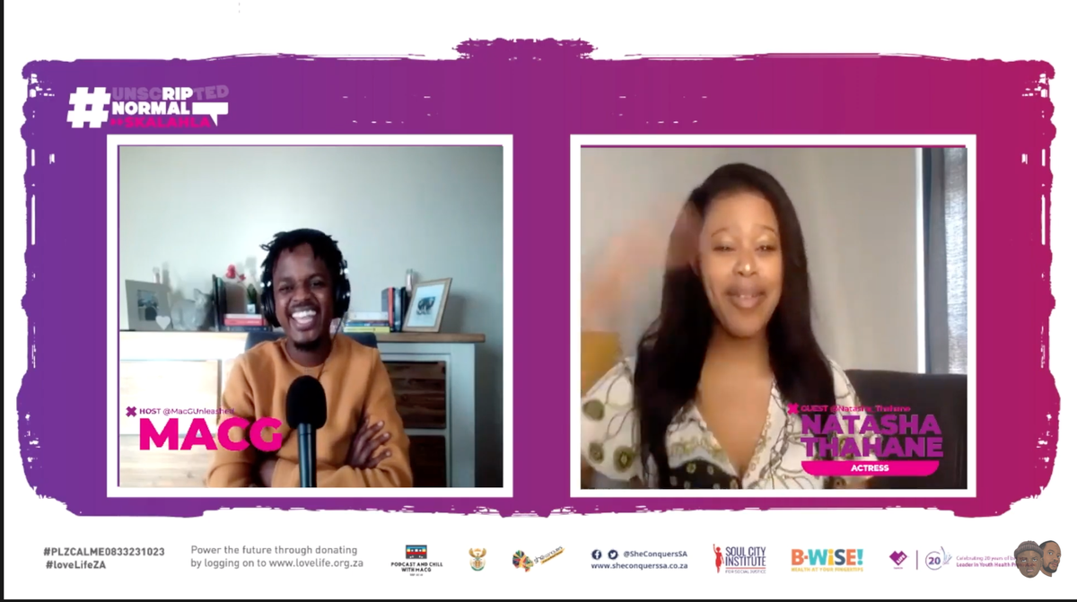 loveLifeNGO's tweet photo. "Young people who experience groove for the first time often cannot handle their liquor and end up ba lahla"-
@NkanyeziKubheka wraps up his chat with @MacGUnleashed !!
@NatashaThahanee is on... what would you to know about her #Skalahla experience?!👀

#UnscriptedNormal https://t.co/rw0EUUTcjX