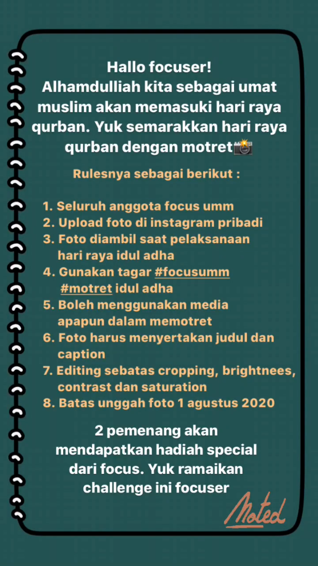 focus_umm's tweet photo. hello focuser!!
yuk ramaikan photo challenge dengan tema Idul Adha📸
#focusumm #motret #iduladha https://t.co/HQLijkQpHq