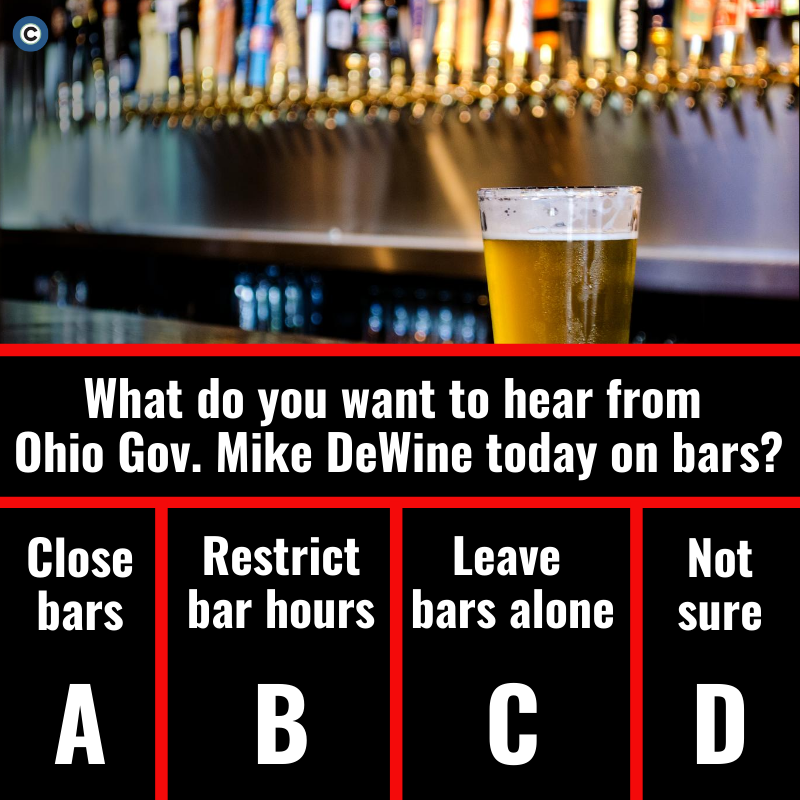 clevelanddotcom's tweet photo. Michigan just banned indoor bar service in an attempt to curb spiking coronavirus cases. Ohio Gov. Mike DeWine said he'll discuss bars in today's 2 p.m. press briefing. What do you hope he says? https://t.co/qAwry72B6F