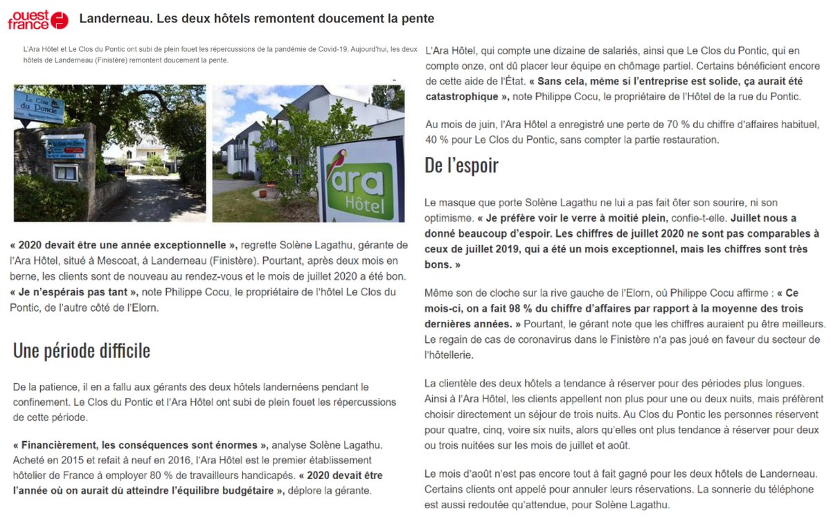 📰 Article du jour dans le Ouest-France : remonter doucement la pente ... ✊💪 #Insertion #Inclusion #Handicap #ESS #Landerneau #Ethique #DéveloppementDurable #Hôtel #Hôtellerie #Brest #BZH <a href="/landerneau/">Ville de Landerneau</a> <a href="/destinationbto/">Brest terres oceanes</a> <a href="/FinistereTour/">Finistère Tourisme</a> <a href="/Toutcommence29/">Tout commence en Finistère</a> <a href="/regionbretagne/">Région Bretagne</a> @CCPLD_bzh