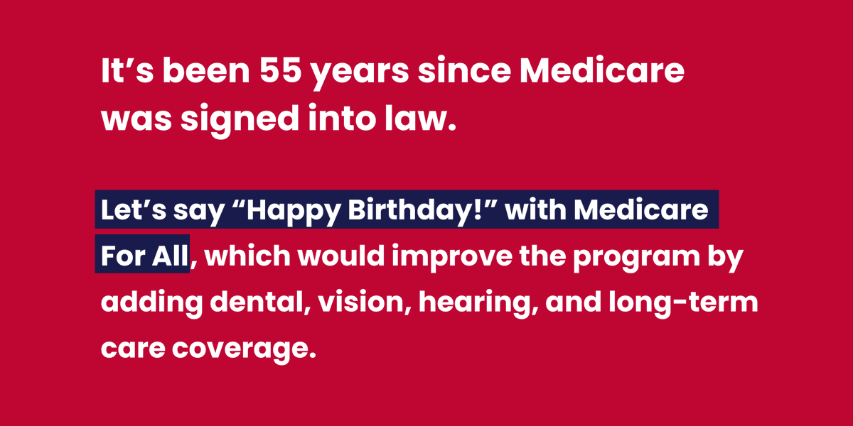 SSWorks's tweet photo. Happy 55th Birthday, Medicare.
Now it's time for #MedicareForAll!
#INeedMFA #55YearsOfMedicare https://t.co/ux6IQDnHHX