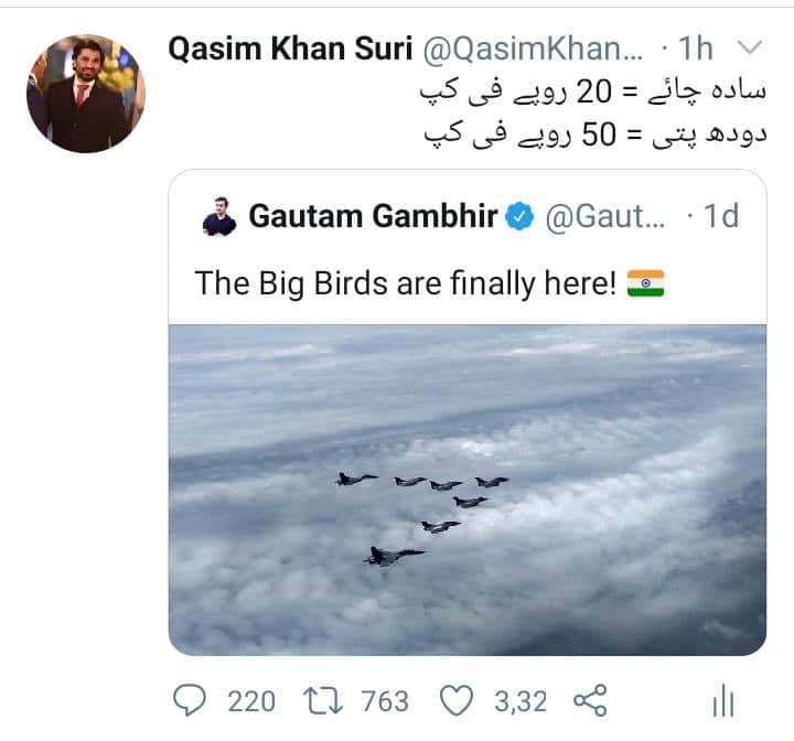 hemnani_vimal's tweet photo. Come on big birds.  Tea is ready 😂
#flying #fantasticTea #JF17Thunder
@QasimKhanSuri https://t.co/NkMY2E3fta