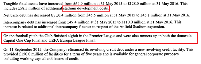  Stadium InvestmentCapital Expenditure ran at £2-7m per annum between 2010-2014 but increased over 2015/16/17 to £40-50m to increase the capacity of Anfield #LFCFinances