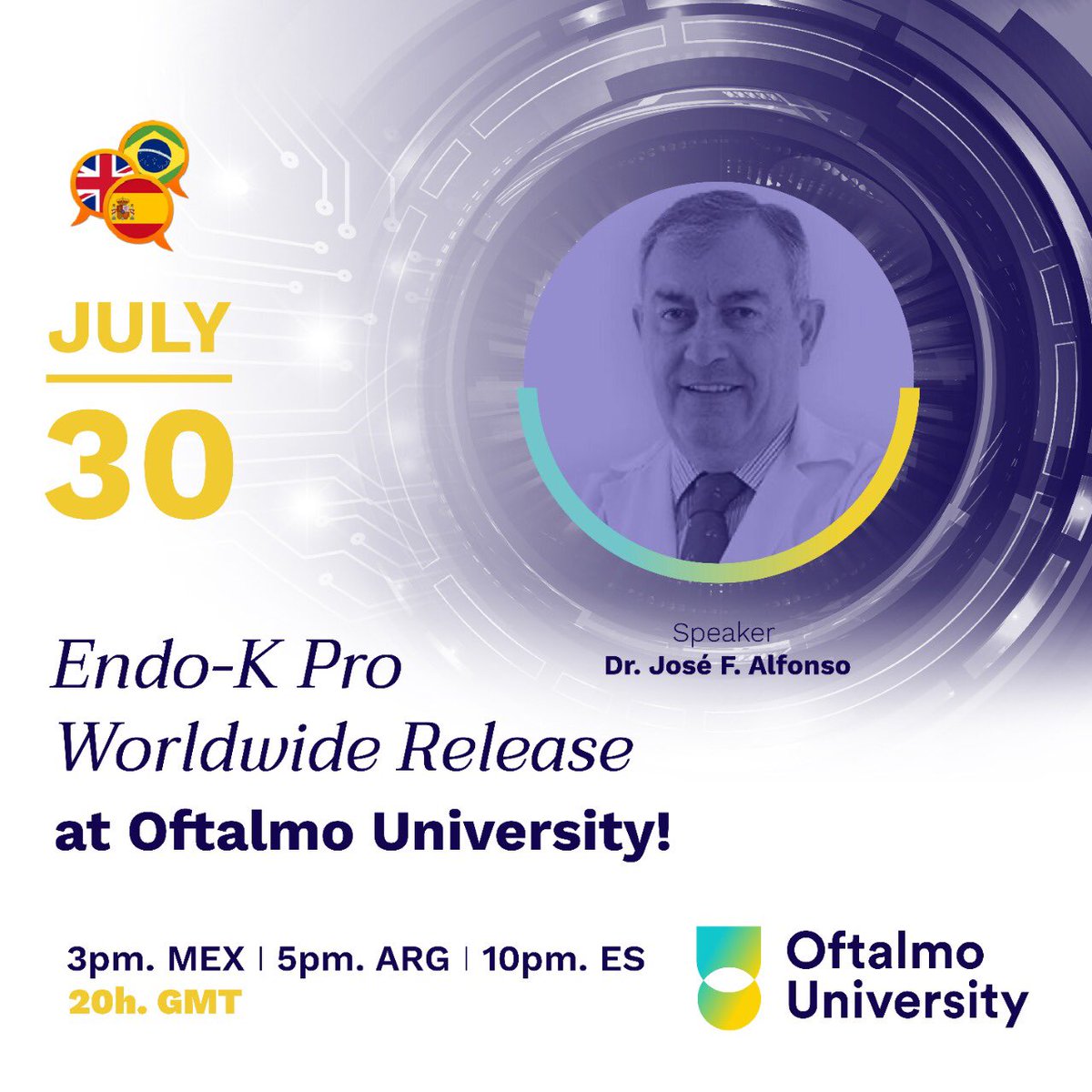 OftalmoUniv's tweet photo. 𝚂𝙸𝙶𝙽 𝚞𝚙 𝙽𝙾𝚆 !! 🔍
Today, you will experience a paradigm shift in the field of the Kpros. Dr. Jose F. Alfonso (ESP) will officially present the
#𝗘𝗻𝗱𝗼𝗞𝗣𝗿𝗼 at #OftalmoUniversity
𝗠𝗢𝗥𝗘 𝗧𝗛𝗔𝗡 1000
𝗥𝗘𝗚𝗜𝗦𝗧𝗘𝗥𝗦 !!
#SimultaneousTranslation 🇬🇧🇧🇷 https://t.co/OySj5DyfEW