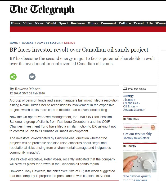 By 2010, we'd attracted the attention of mission-led asset owners &  #ESG pioneers, & working with  @ShareAction pulled together a large coalition to co-file at BP & Shell what were the largest ESG resolutions ever tabled in the UK.  #TarSands  #StrandedAssets