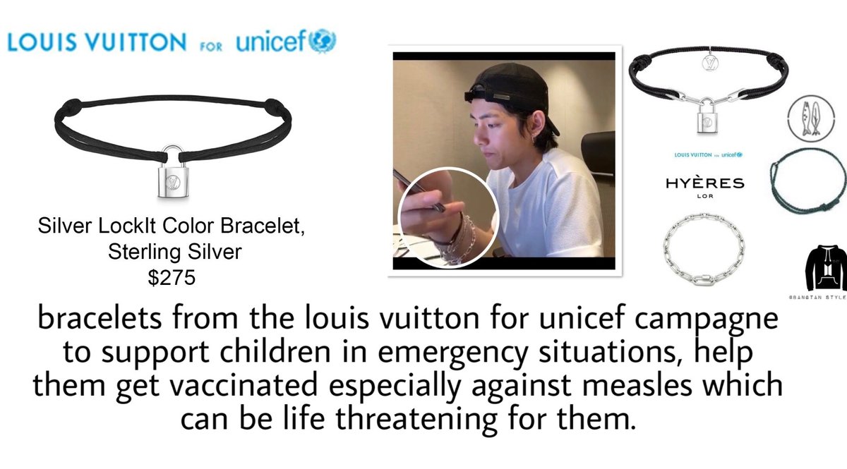 Taehyung wearing bracelets from brands that makes charities and donations and using his platform to promote small business to boost sales. he is such a good influencer, spreads awareness and contributes to a good cause. the only man ever 