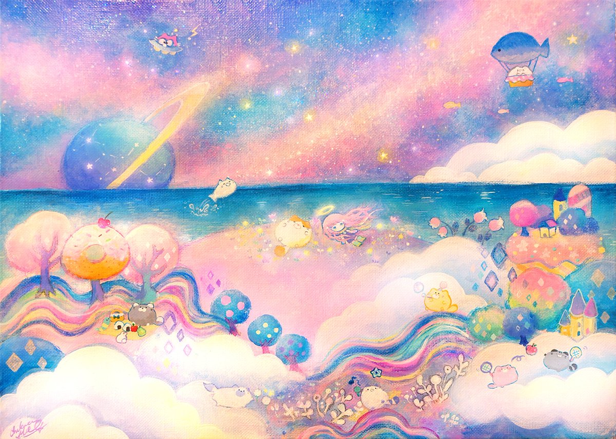 rainbow cloud star (sky) planet traditional media crown sky  illustration images