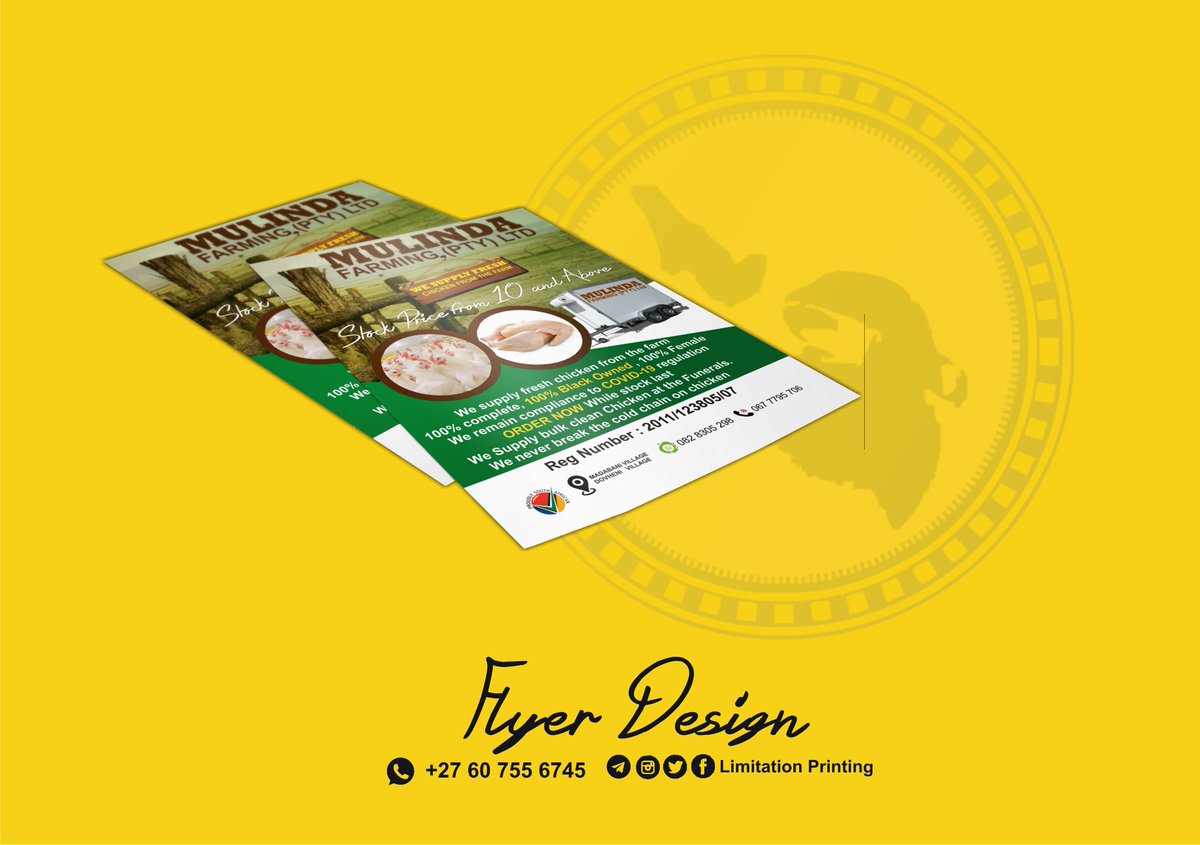 Limitationprint's tweet photo. Happy Client Mulinda Farming Pty Ltd | FLyer Design https://t.co/8zGyTLXOIC