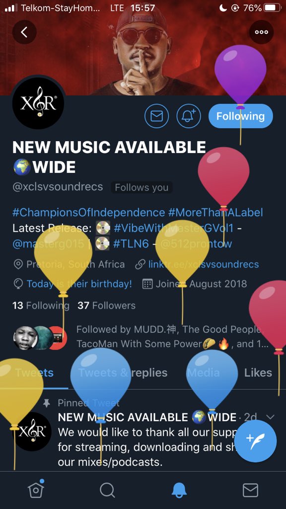 thuto_xclsv's tweet photo. WE TURNING 1 TODAY. 👏🏾🍾🍾🍾🍾 https://t.co/l0fNGNZX4P